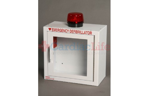 Compact Size Alarmed with Strobe AED Wall Cabinet Surface Mount w/ AED Signs 